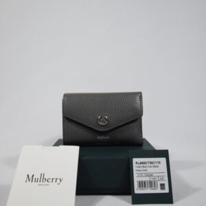 Mulberry Folded Multi-Card Heavy Grain Leather Wallet Charcoal - Cheeks Consignment - Second hand Designer Bags